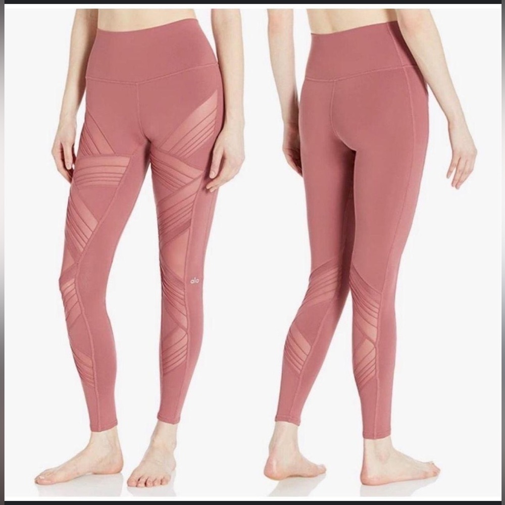 Alo High-Waisted Leggings pink moto size small